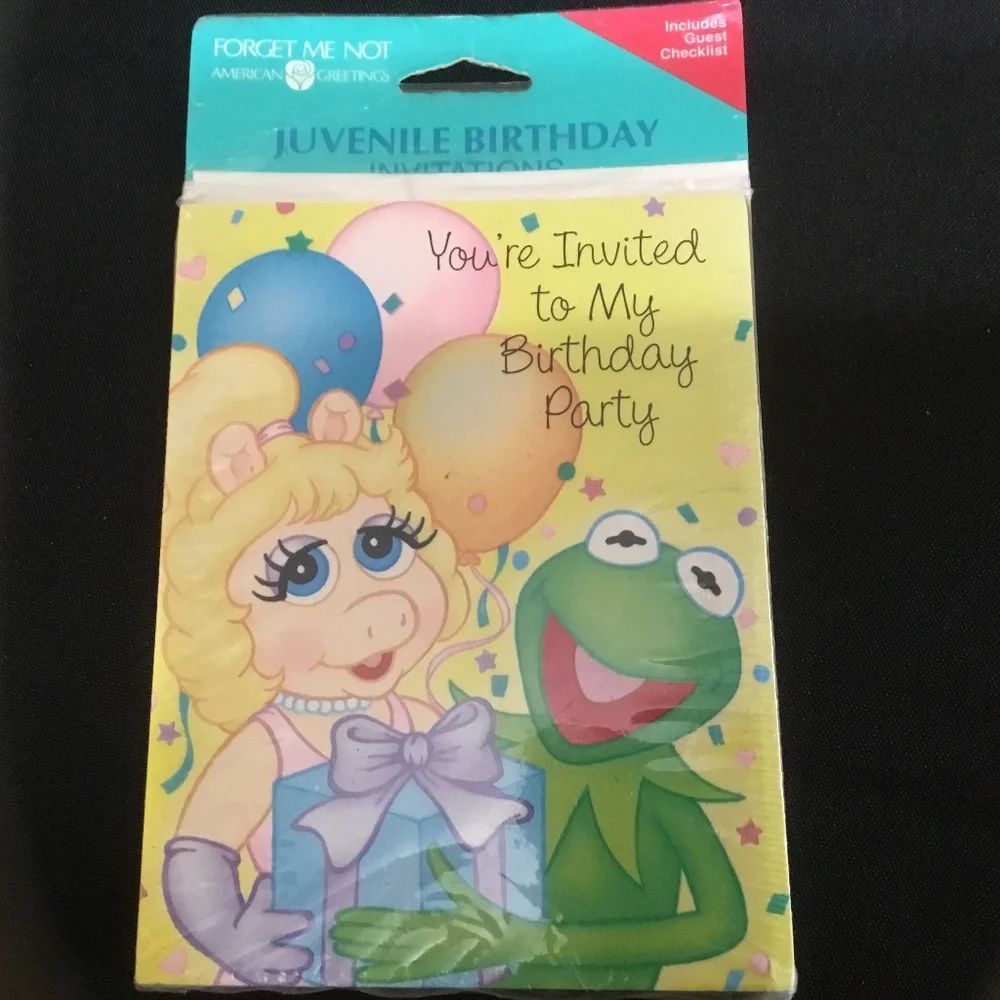 Muppets Miss Piggy and Kermit the Frog Birthday Invitations
